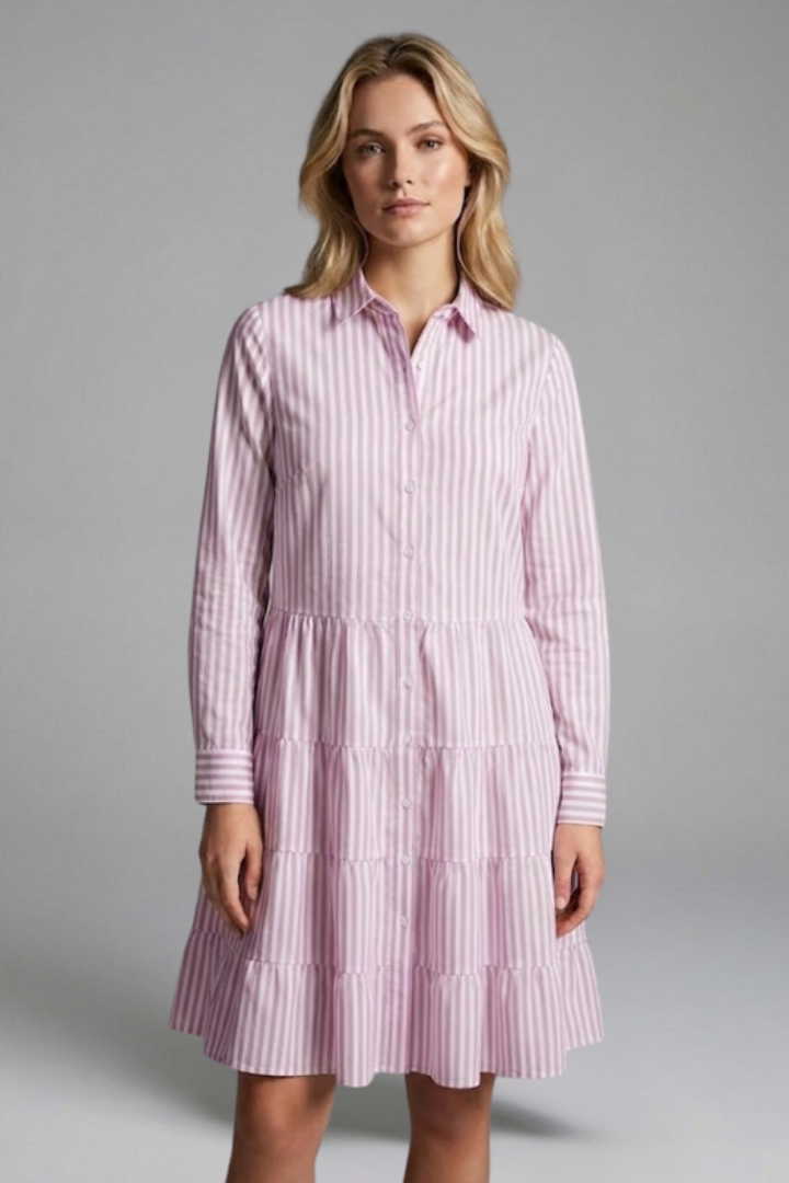 Charlotte King | Striped Tiered Shirt Dress For Women