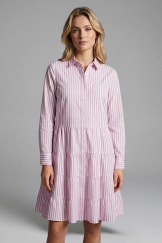 Charlotte King | Striped Tiered Shirt Dress For Women
