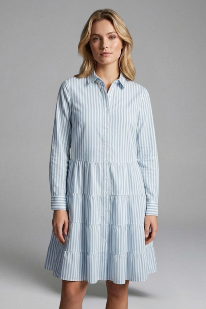Charlotte King | Striped Tiered Shirt Dress For Women