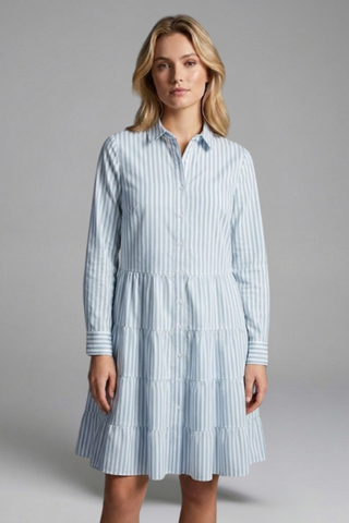 Charlotte King | Striped Tiered Shirt Dress For Women