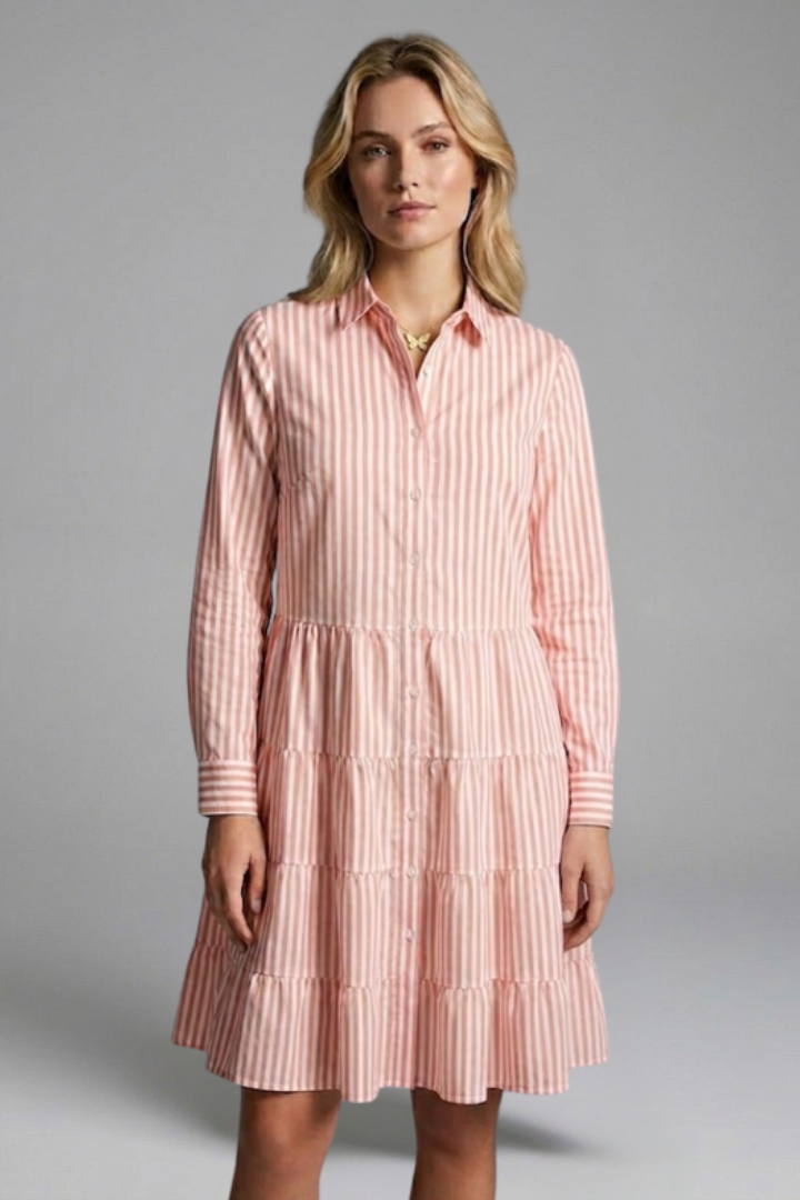 Charlotte King | Striped Tiered Shirt Dress For Women