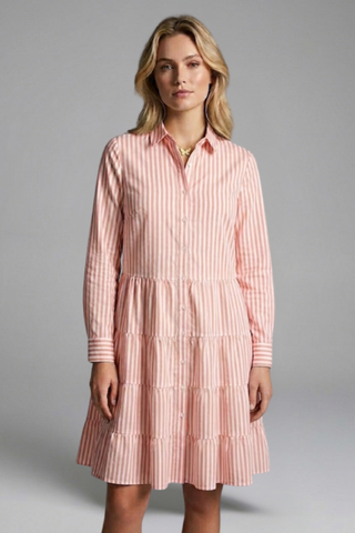 Charlotte King | Striped Tiered Shirt Dress For Women