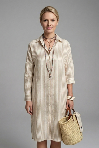 Brooke Henderson | Striped Midi Shirt Dress For Women