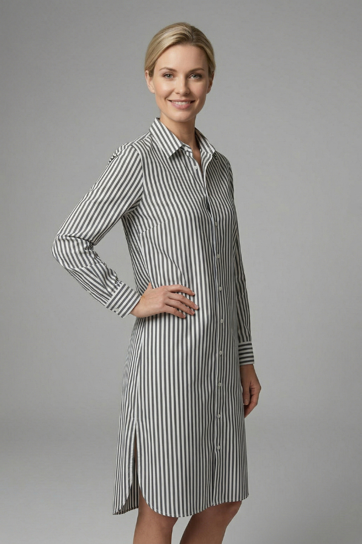 Brooke Henderson | Striped Midi Shirt Dress For Women