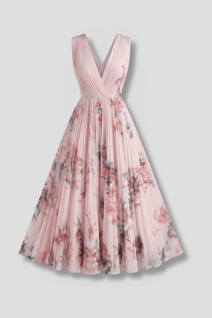 Imogen Hughes | Floral Pleated Midi Dress For Women