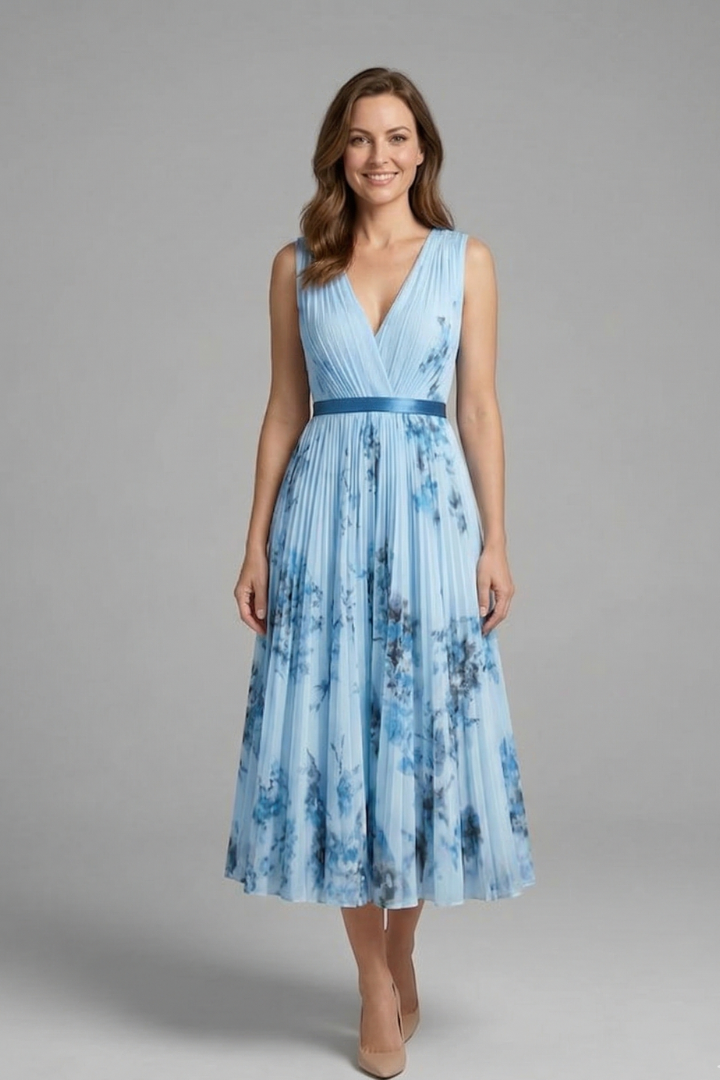 Imogen Hughes | Floral Pleated Midi Dress For Women