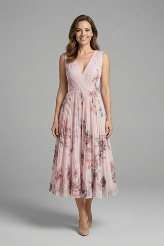 Imogen Hughes | Floral Pleated Midi Dress For Women
