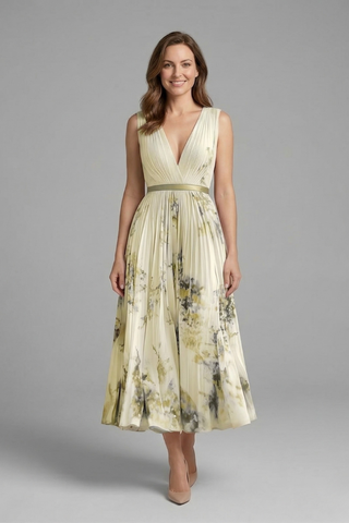 Imogen Hughes | Floral Pleated Midi Dress For Women