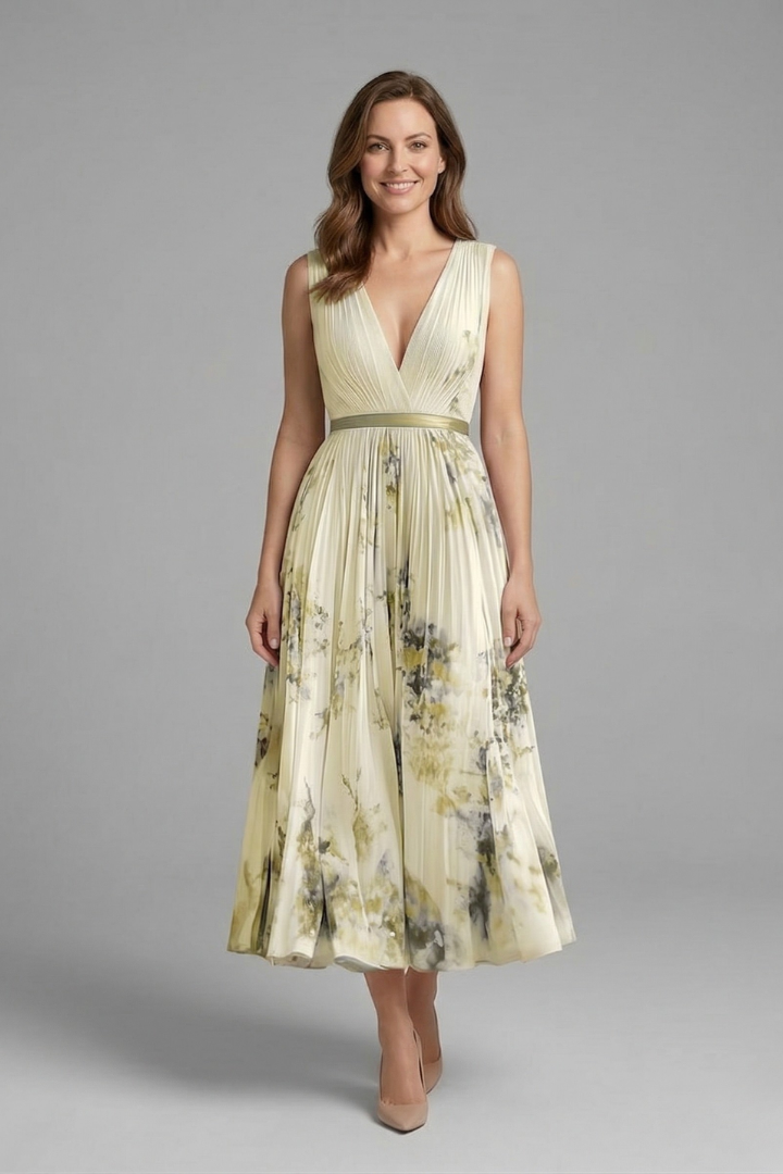 Imogen Hughes | Floral Pleated Midi Dress For Women