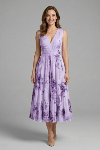 Imogen Hughes | Floral Pleated Midi Dress For Women