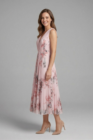 Imogen Hughes | Floral Pleated Midi Dress For Women