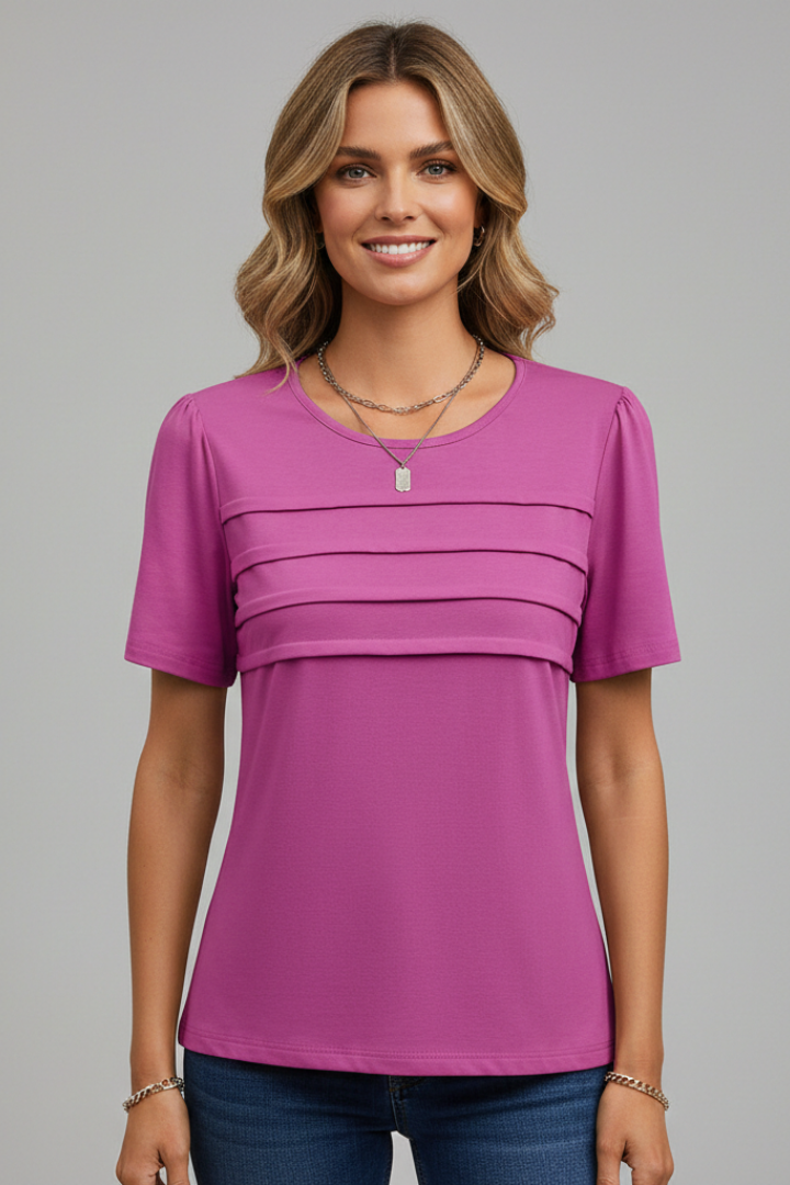 Grace Turner | Layered Front Round Neck T-Shirt For Women