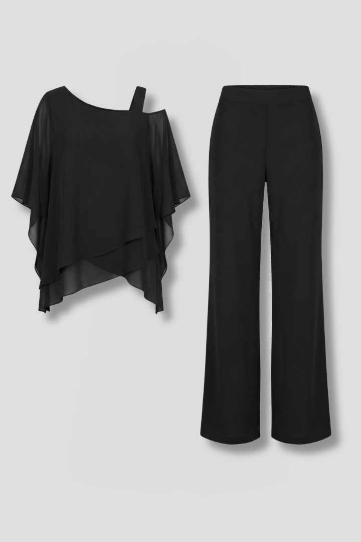 Sienna Parker | Asymmetrical Chiffon Two-Piece Set For Women