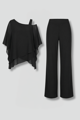 Sienna Parker | Asymmetrical Chiffon Two-Piece Set For Women