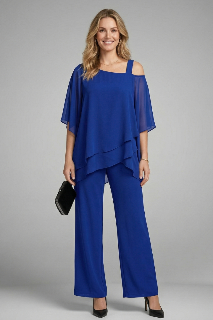 Sienna Parker | Asymmetrical Chiffon Two-Piece Set For Women