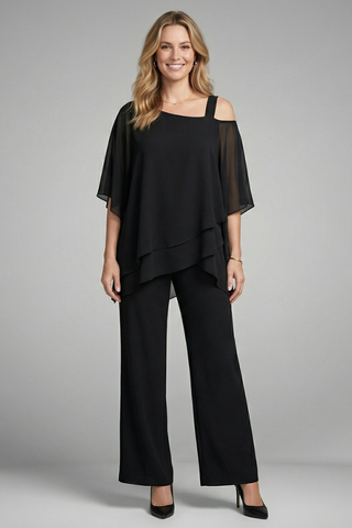 Sienna Parker | Asymmetrical Chiffon Two-Piece Set For Women