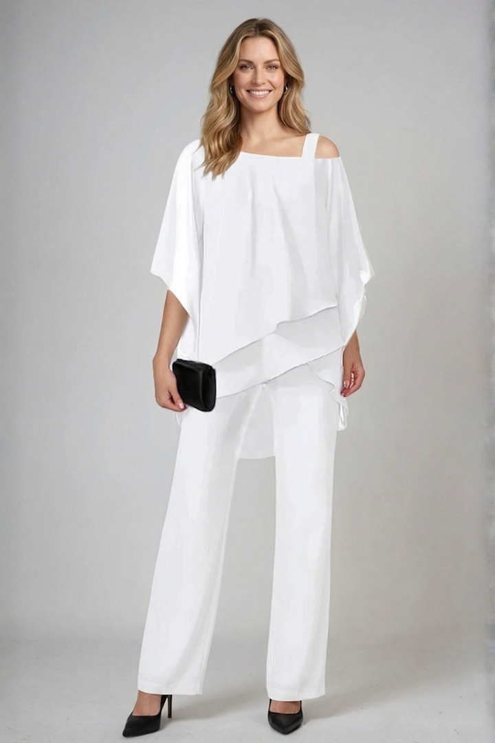 Sienna Parker | Asymmetrical Chiffon Two-Piece Set For Women