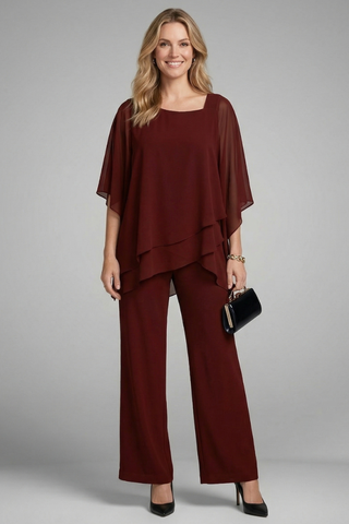 Sienna Parker | Asymmetrical Chiffon Two-Piece Set For Women