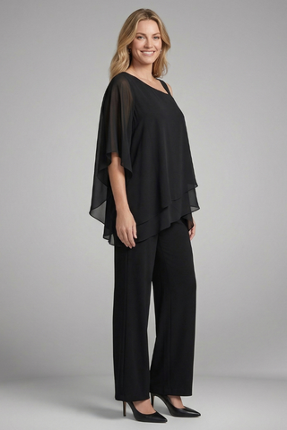 Sienna Parker | Asymmetrical Chiffon Two-Piece Set For Women