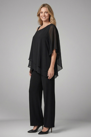 Sienna Parker | Asymmetrical Chiffon Two-Piece Set For Women