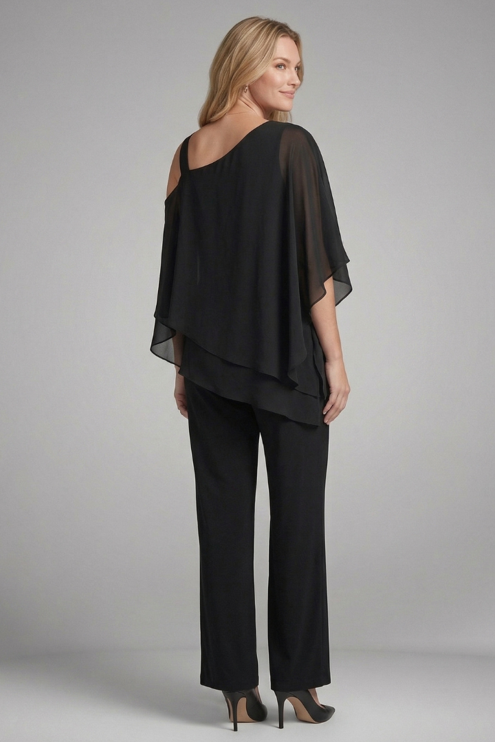 Sienna Parker | Asymmetrical Chiffon Two-Piece Set For Women