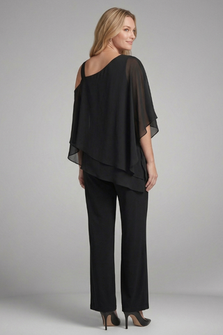 Sienna Parker | Asymmetrical Chiffon Two-Piece Set For Women