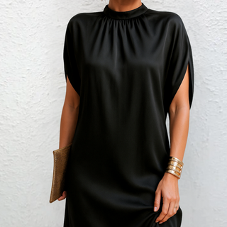 Charlotte Bennett | High-Neck Satin Mini Dress For Women