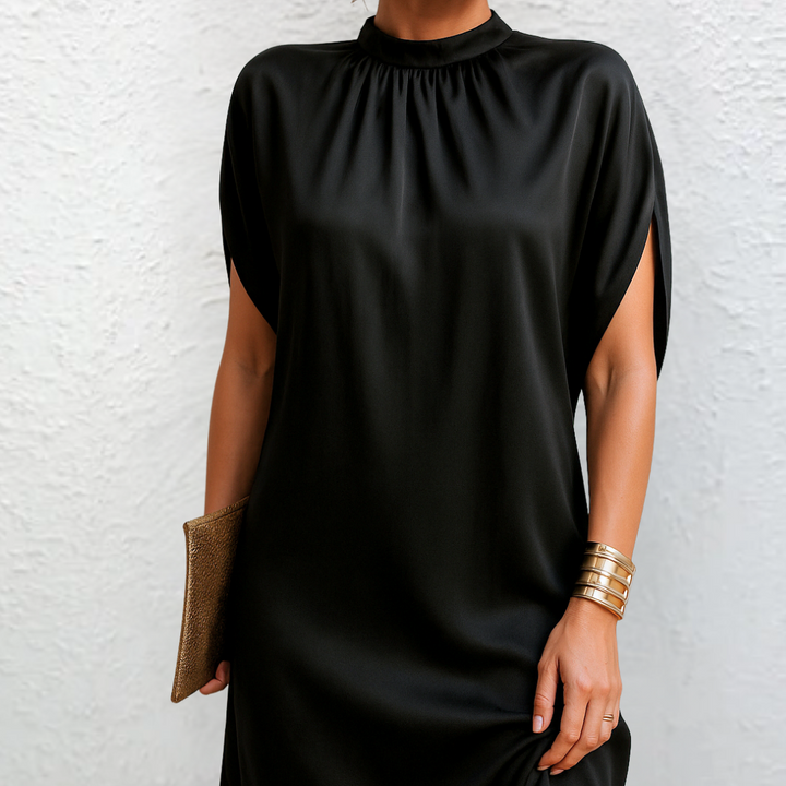 Charlotte Bennett | High-Neck Satin Mini Dress For Women