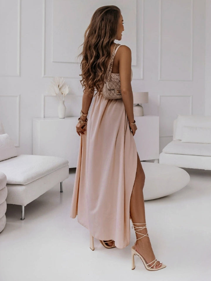 Aurélie Dubois | Elegant Wrap Maxi Dress with High Slit Detail For Women