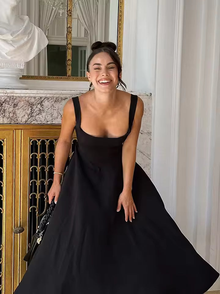 Chloe Harrington | Elegant Black Midi Formal Dress For Women