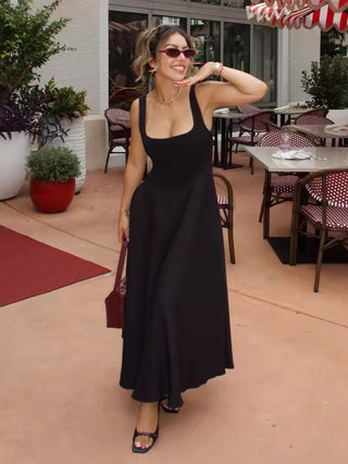 Chloe Harrington | Elegant Black Midi Formal Dress For Women