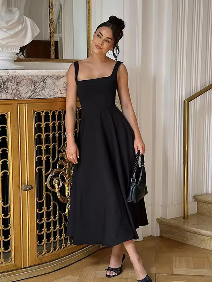Chloe Harrington | Elegant Black Midi Formal Dress For Women