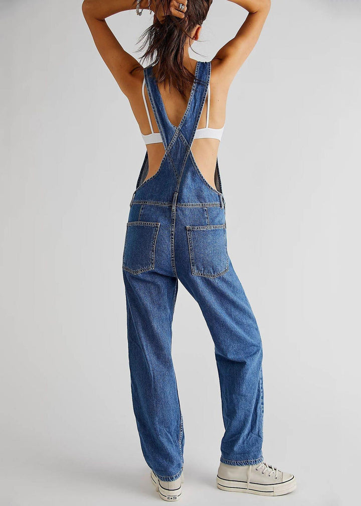 Amélie Laurent | Denim Utility Overalls with Relaxed Fit Comfort For Women