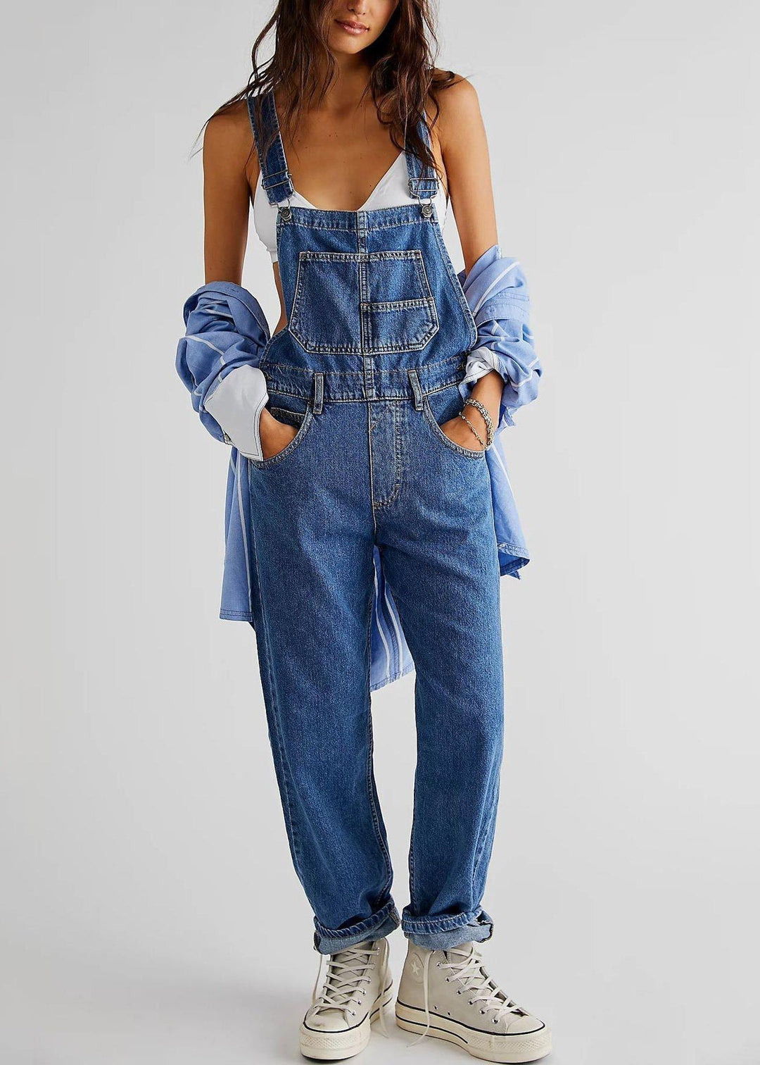 Amélie Laurent | Denim Utility Overalls with Relaxed Fit Comfort For Women