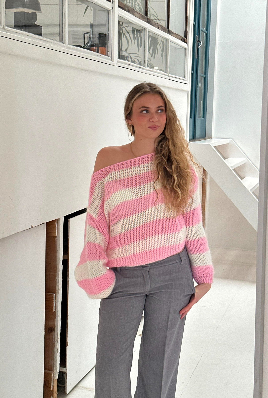 Amélie Laurent | Oversized Striped Knit Sweater With Cozy Luxe Appeal For Women