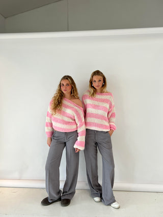 Amélie Laurent | Oversized Striped Knit Sweater With Cozy Luxe Appeal For Women