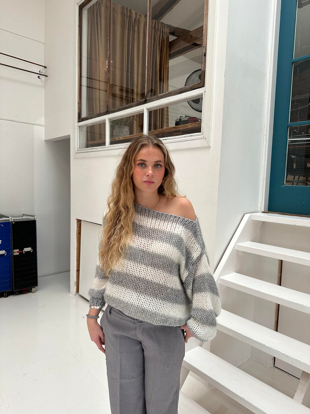 Amélie Laurent | Oversized Striped Knit Sweater With Cozy Luxe Appeal For Women