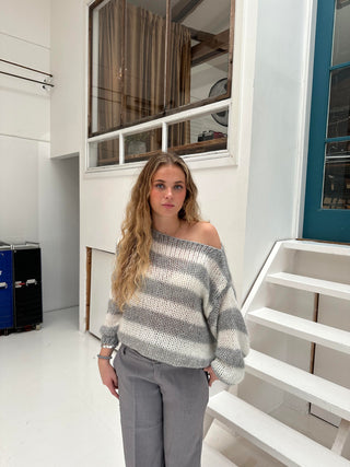 Amélie Laurent | Oversized Striped Knit Sweater With Cozy Luxe Appeal For Women