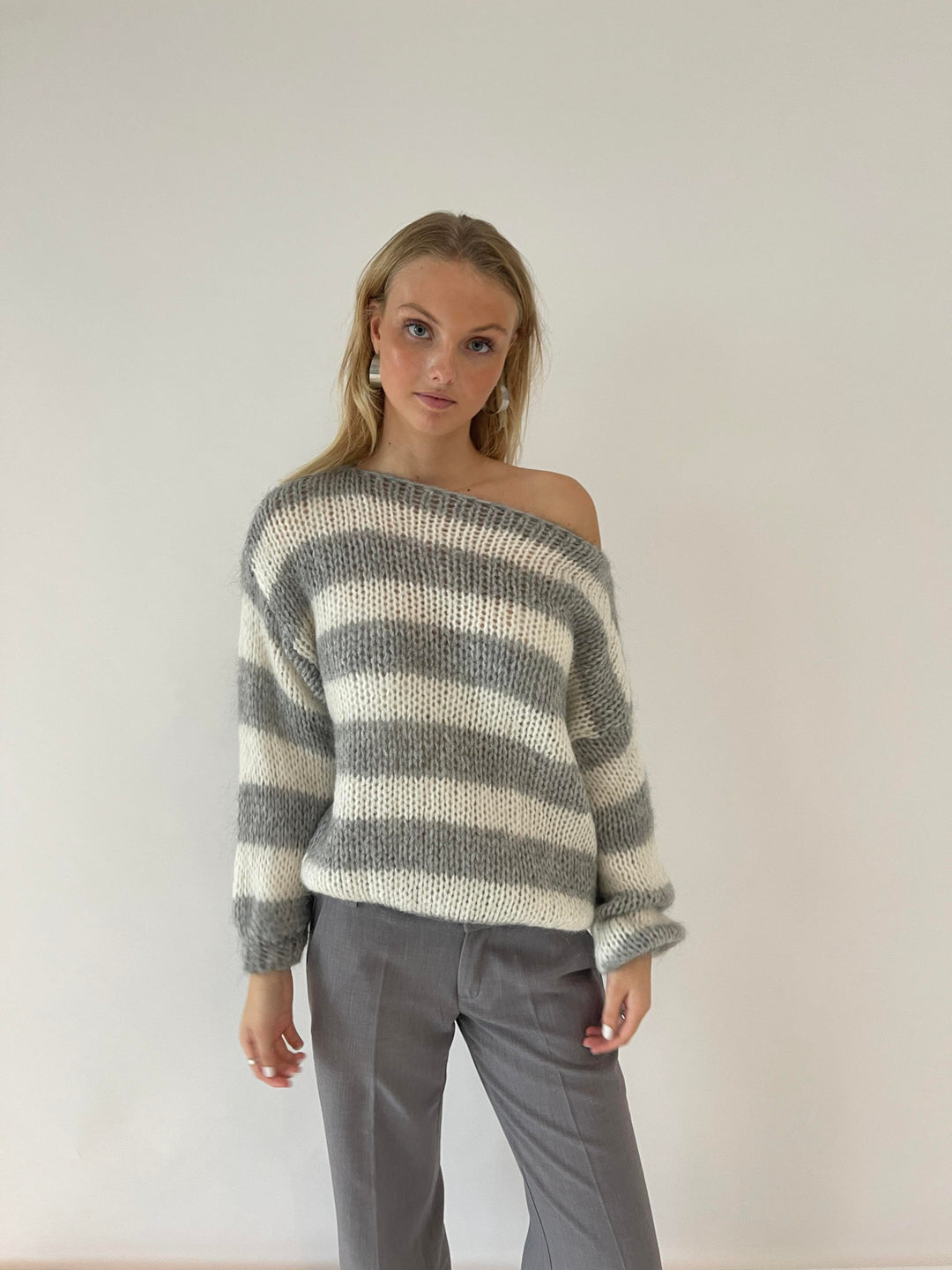 Amélie Laurent | Oversized Striped Knit Sweater With Cozy Luxe Appeal For Women