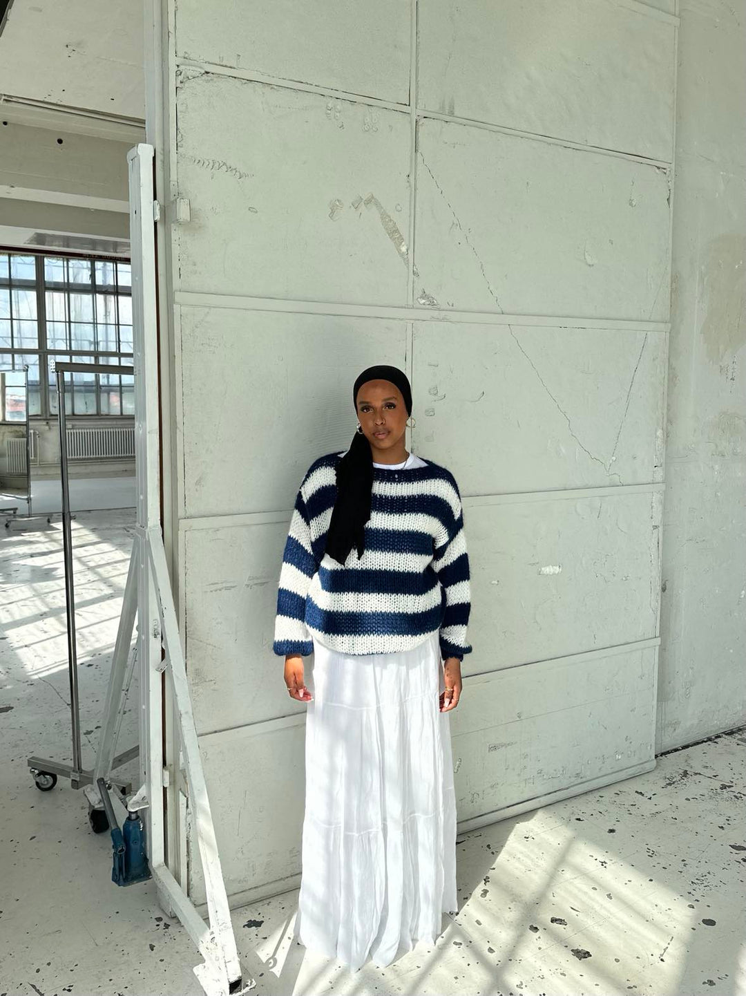 Amélie Laurent | Oversized Striped Knit Sweater With Cozy Luxe Appeal For Women