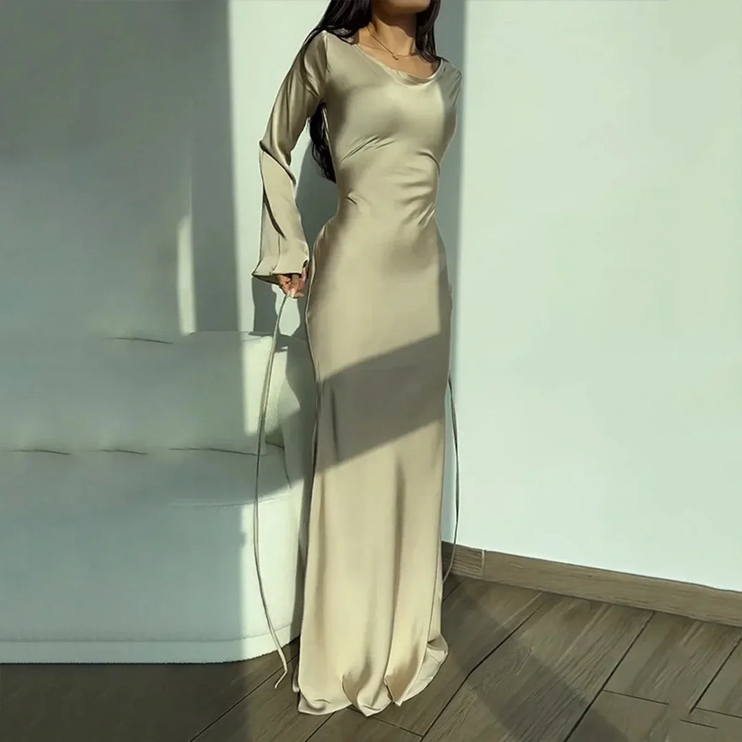 Sophia Alderton | Long Sleeve Satin Maxi Wedding Dress For Women
