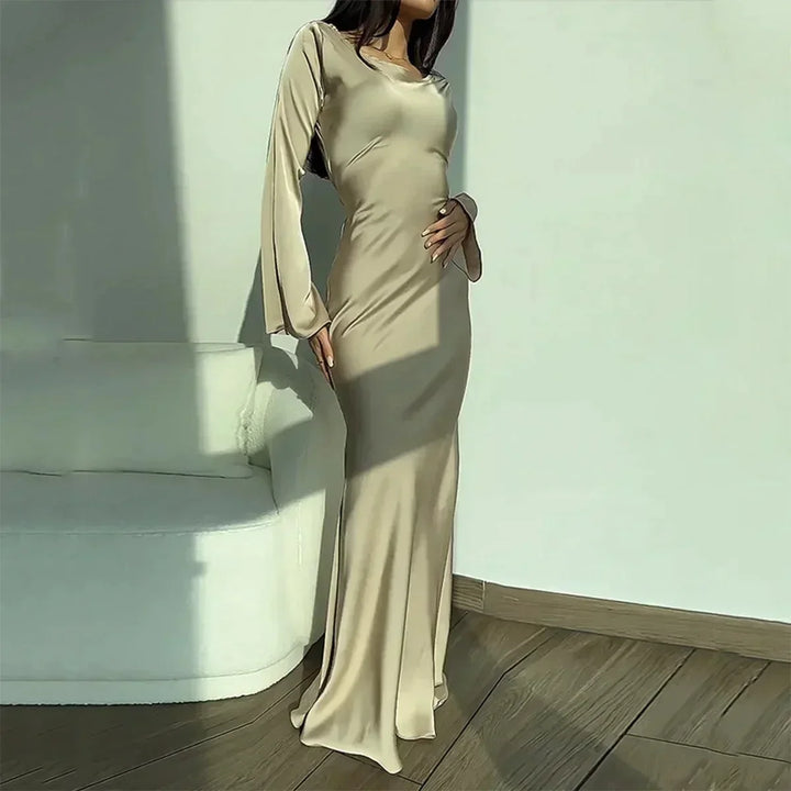 Sophia Alderton | Long Sleeve Satin Maxi Wedding Dress For Women