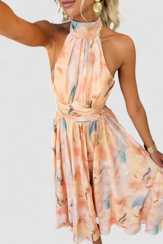 Élodie Moreau | Floral Halter Maxi Dress with Flowing Elegance For Women