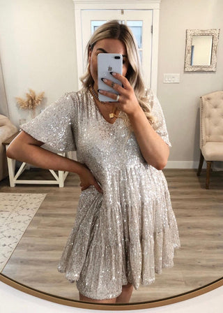 Aurélie Dubois | Sequin Oversized Mini Dress For Women