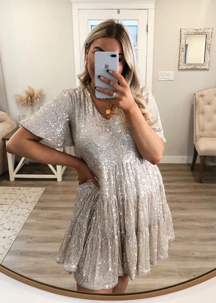 Aurélie Dubois | Sequin Oversized Mini Dress For Women