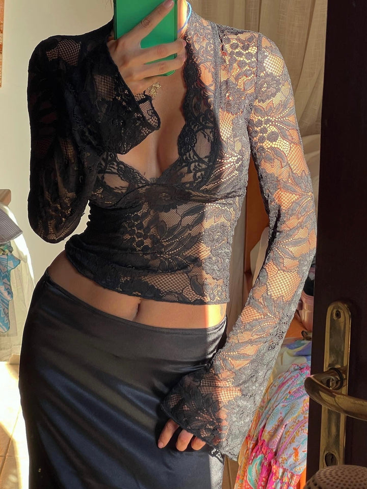 Camille Laurent | Sheer Floral Top For Women