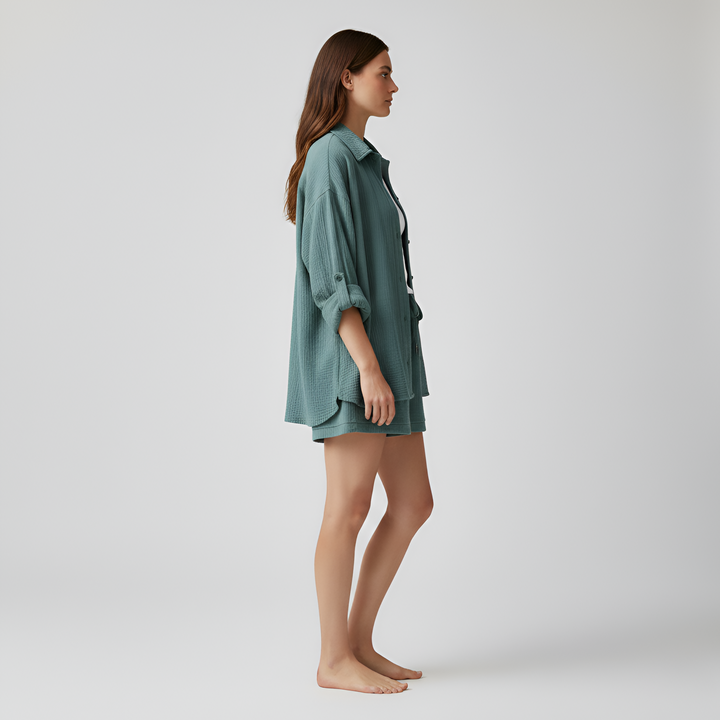 Jade Harrison | Oversized Shirt & Shorts Set For Women