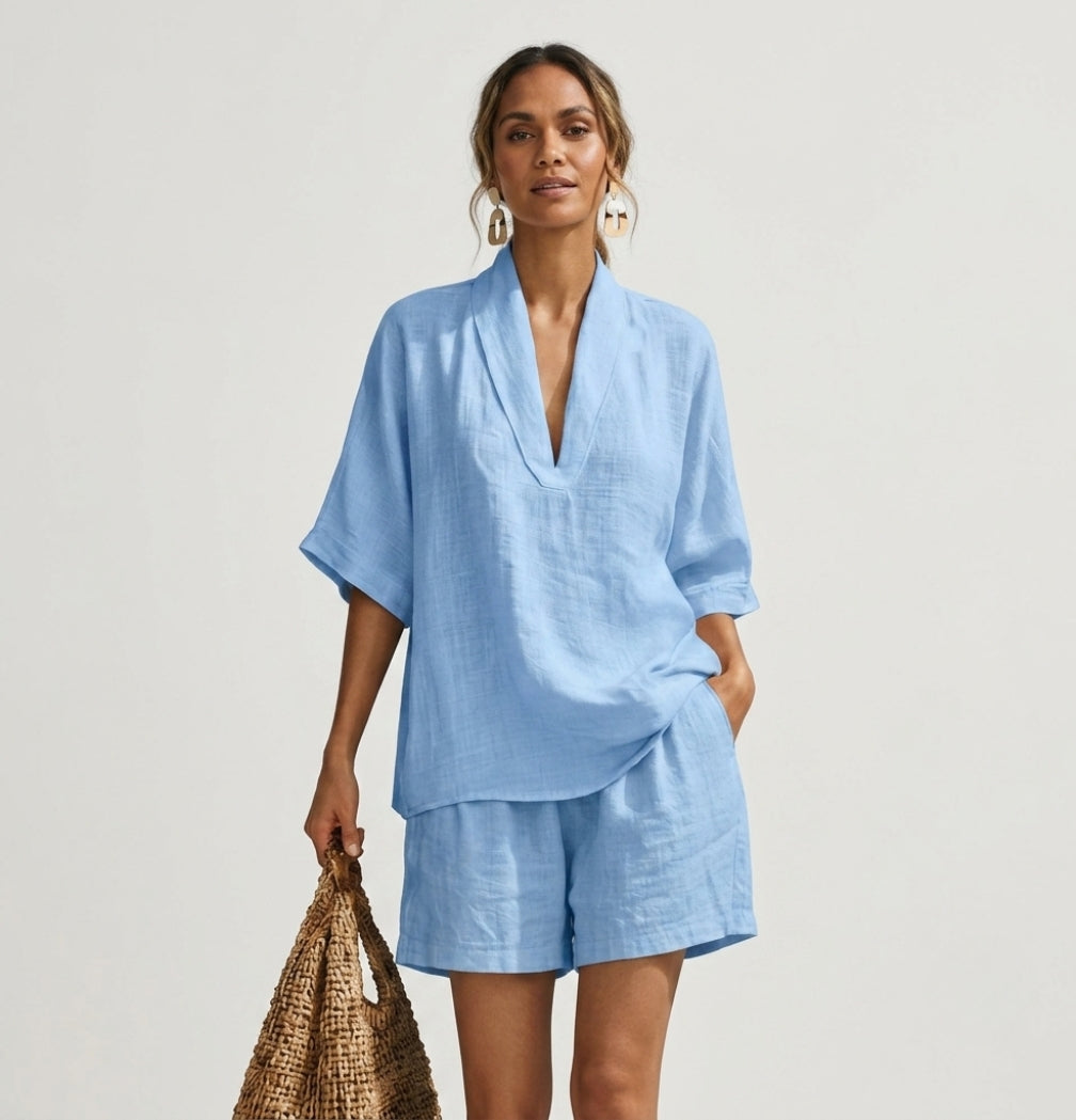 Zoe Mitchell | Linen Two-Piece Shorts Set For Women
