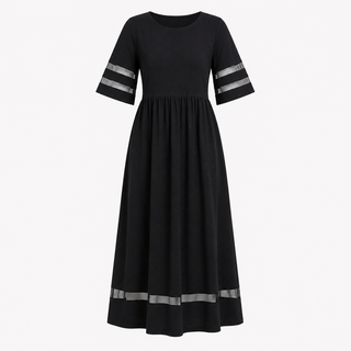 Zoe Pemberton | Black Mesh Stripe Midi Dress For Women