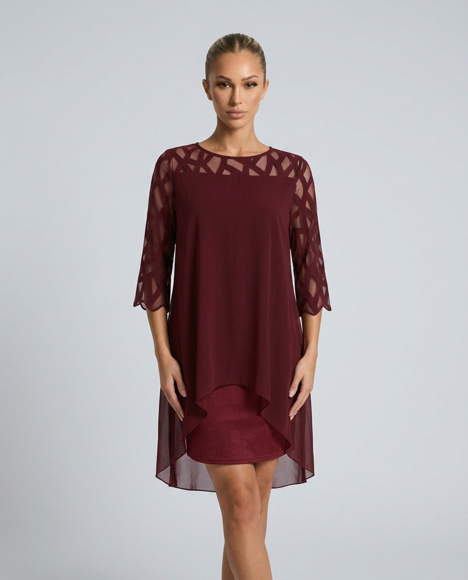Ava Harrington | Mesh Sleeve Cape Mini Dress For Women